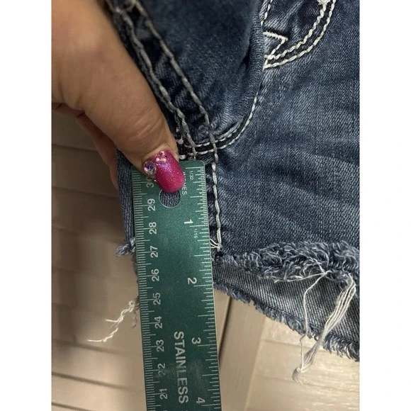 Rock Revival Cut Off Booty Denim Jean Short Size 28 Embroidered/Studs Low Rise - Picture 4 of 8